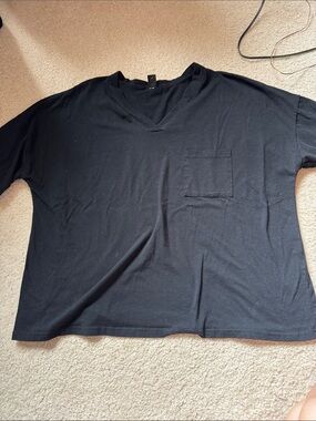 Black V-Neck Pocket Tee
